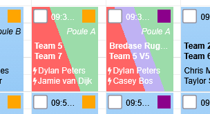 Indicadores de color para filtros conflictos y última asignación de árbitro