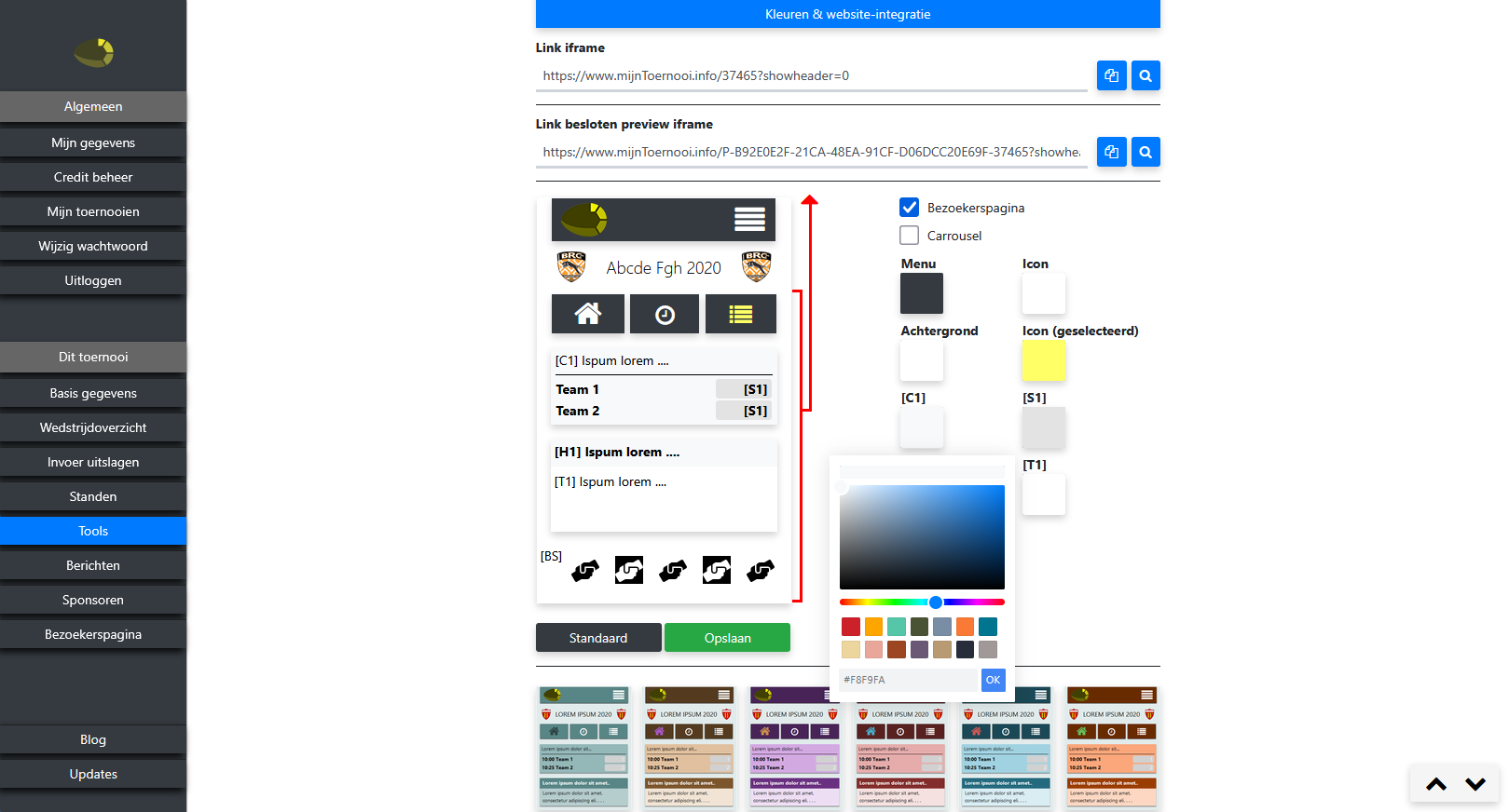 Bezoekerspagina aanvullen met documenten en kleuren