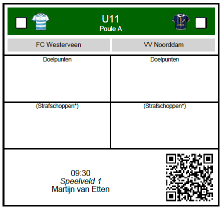 Uitslag invoeren via wedstrijdbriefje