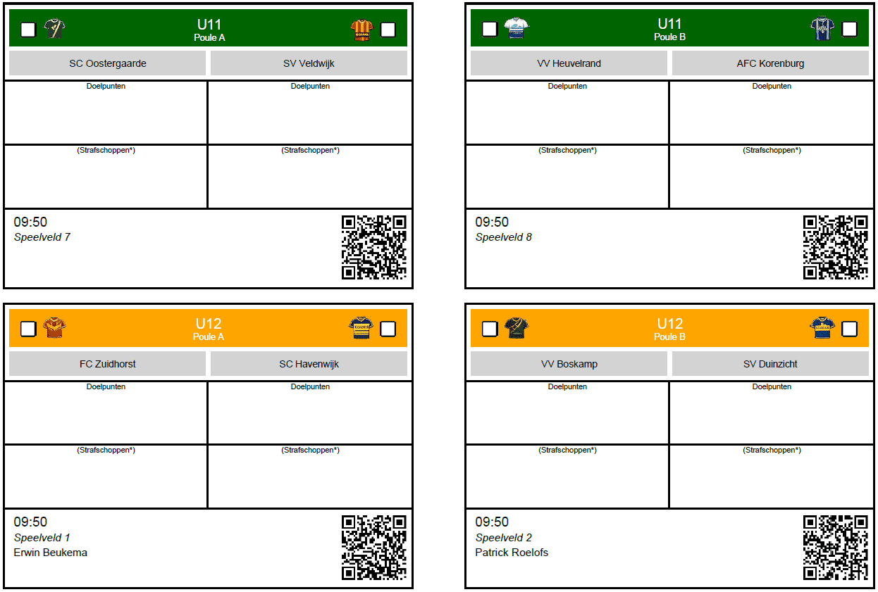 Wedstrijdbriefje met QR-code