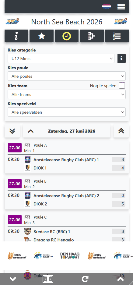 Wedstrijdschema mobiel